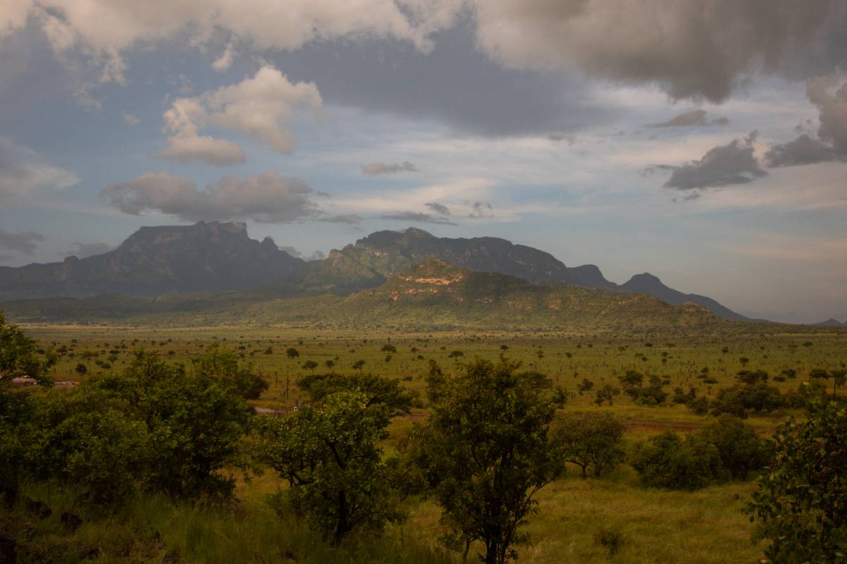 Mount Kadam rising over the Pian Upe savannah