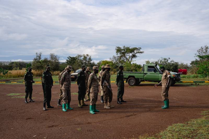Rangers on morning parade at the reserve headquarters